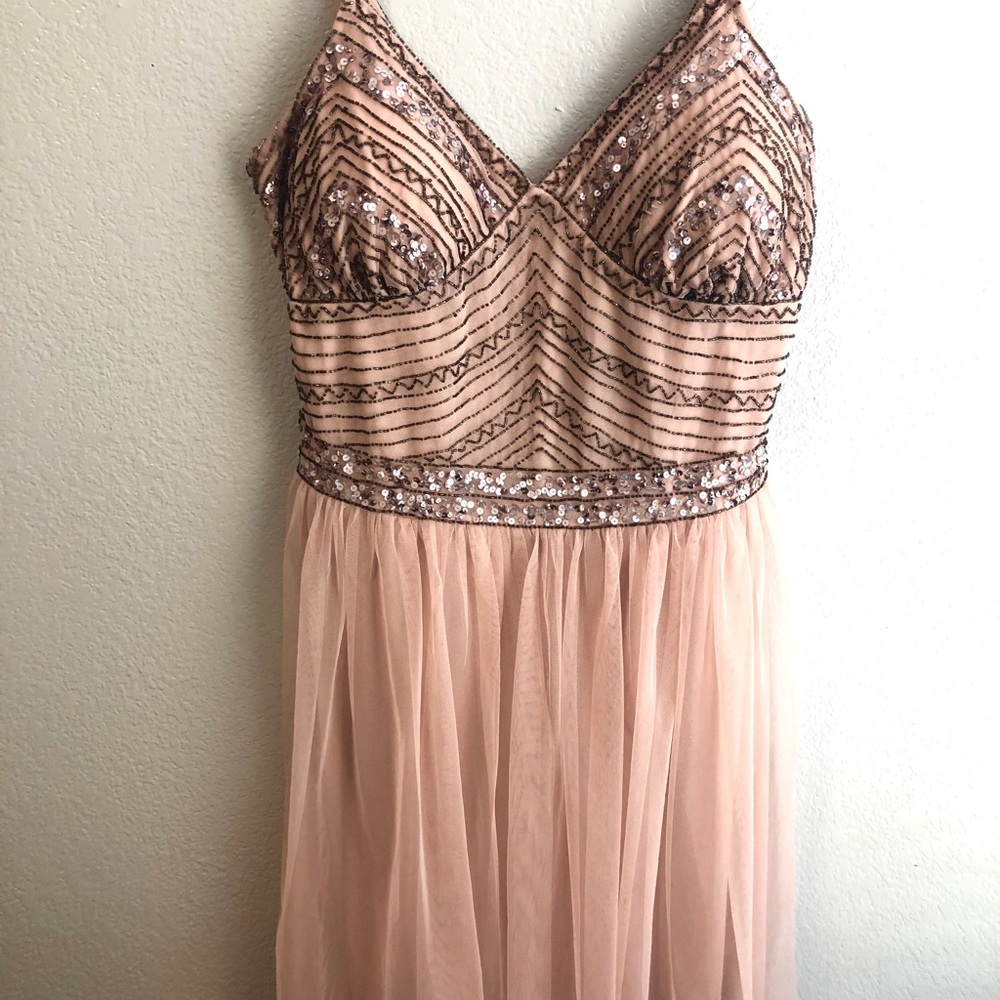 Sequined Light Pink Formal Dress
